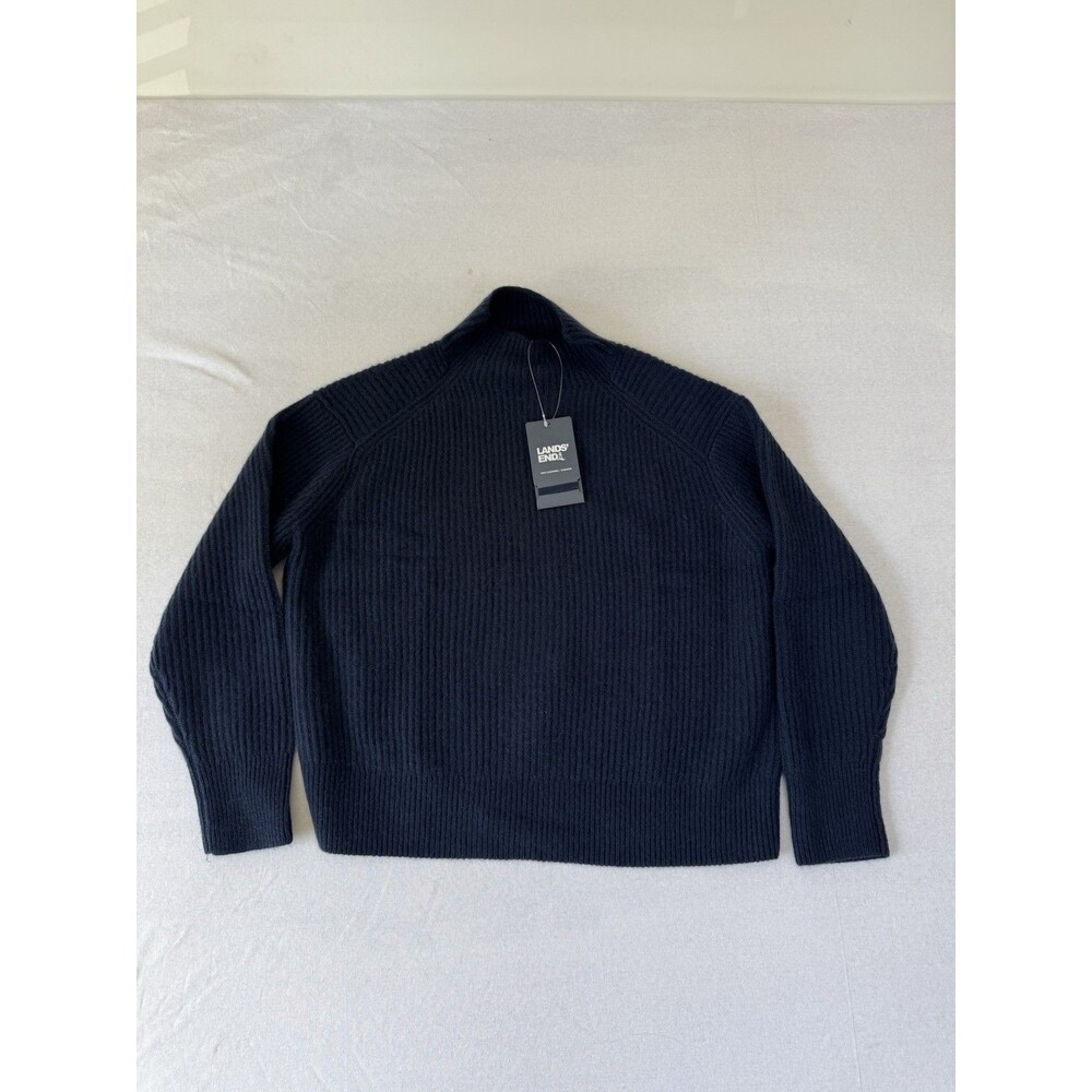 Land's End Mock Neck Cashmere Sweater Ribbed Women's S